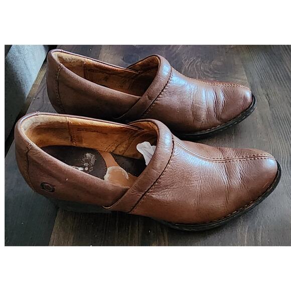 Born Concept Brown Slip on Ankle Bootie Chunky Block Heel Size 7.5 - Picture 2 of 8